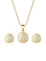 Stainless Steel 18K Gold Plated Elegant Round Inlay Artificial Gemstones Jewelry Set main image 1