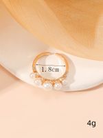 Wholesale Jewelry Elegant Geometric Alloy Pearl Gold Plated Inlay Open Rings sku image 1