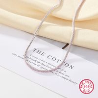 Sterling Silver White Gold Plated Gold Plated British Style Geometric Solid Color Inlay Artificial Gemstones Artificial Diamond Necklace main image 4
