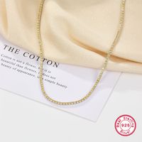 Sterling Silber Weißgold Plattiert Vergoldet Britischer Stil Geometrisch Einfarbig Inlay Künstliche Edelsteine Künstlicher Diamant Halskette main image 5