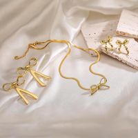 Copper 18K Gold Plated Vintage Style Bow Knot Jewelry Set main image 1