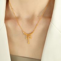 Titan Stahl 18 Karat Vergoldet Einfacher Stil Irregulär Wassertropfen Halskette main image 7