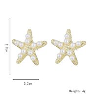 1 Pair Simple Style Starfish Inlay Alloy Artificial Pearls 14K Gold Plated Ear Studs main image 2