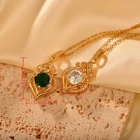 Copper Vintage Style Luxurious Classic Style Geometric Inlay Zircon Pendant Necklace main image 2