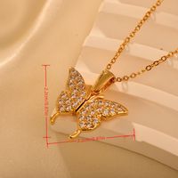Titanium Steel IG Style Shiny Butterfly Inlay Zircon Pendant Necklace main image 2