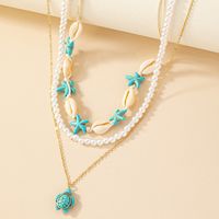 Beach Tortoise Synthetic Resin Shell Beaded Women's Three Layer Necklace Necklace main image 3