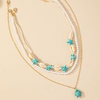 Beach Tortoise Synthetic Resin Shell Beaded Women's Three Layer Necklace Necklace main image 4