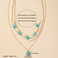 Beach Tortoise Synthetic Resin Shell Beaded Women's Three Layer Necklace Necklace main image 5