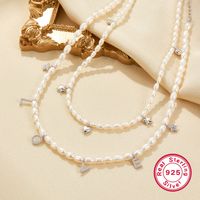 Elegant Brief Perlen Barocke Perlen Sterling Silber Weißgold Plattiert Künstlicher Diamant Perle Perlen Halsband In Masse main image 1