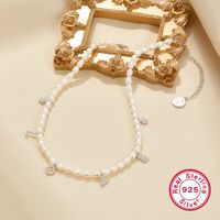 Elegant Brief Perlen Barocke Perlen Sterling Silber Weißgold Plattiert Künstlicher Diamant Perle Perlen Halsband In Masse main image 5