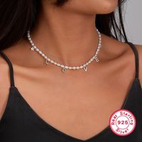 Elegant Brief Perlen Barocke Perlen Sterling Silber Weißgold Plattiert Künstlicher Diamant Perle Perlen Halsband In Masse main image 8