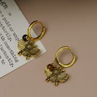 1 Pair Vintage Style Bee Copper 18K Gold Plated Drop Earrings main image 3