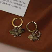 1 Pair Vintage Style Bee Copper 18K Gold Plated Drop Earrings main image 7