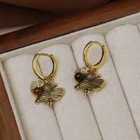 1 Pair Vintage Style Bee Copper 18K Gold Plated Drop Earrings main image 5