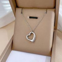 Copper White Gold Plated Gold Plated Simple Style Streetwear Heart Shape Pendant Necklace sku image 1