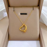 Kupfer Weißgold Plattiert Vergoldet Einfacher Stil Strassenmode Herzform Halskette Mit Anhänger sku image 2