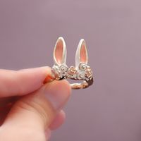 Cute Bunny Ears Metal Wholesale Open Rings sku image 1