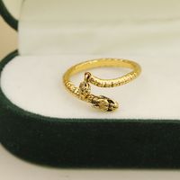 Wholesale Vacation Simple Style Dragon Copper Inlay 18K Gold Plated Zircon Open Rings main image 1