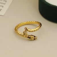 Wholesale Vacation Simple Style Dragon Copper Inlay 18K Gold Plated Zircon Open Rings main image 3