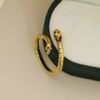 Wholesale Vacation Simple Style Dragon Copper Inlay 18K Gold Plated Zircon Open Rings main image 4