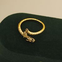 Wholesale Vacation Simple Style Dragon Copper Inlay 18K Gold Plated Zircon Open Rings main image 7