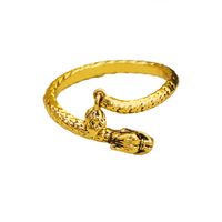 Wholesale Vacation Simple Style Dragon Copper Inlay 18K Gold Plated Zircon Open Rings main image 6
