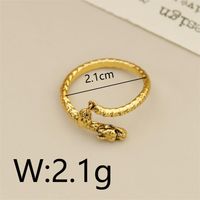 Wholesale Vacation Simple Style Dragon Copper Inlay 18K Gold Plated Zircon Open Rings sku image 1