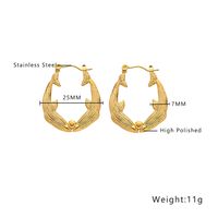 1 Pair Retro Simple Style Dolphin Fish Plating Titanium Steel 18K Gold Plated Hoop Earrings main image 2
