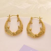 1 Pair Retro Simple Style Dolphin Fish Plating Titanium Steel 18K Gold Plated Hoop Earrings main image 4