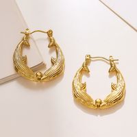 1 Pair Retro Simple Style Dolphin Fish Plating Titanium Steel 18K Gold Plated Hoop Earrings main image 1