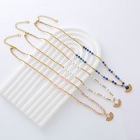 Stainless Steel Moonstone Shell 18K Gold Plated Simple Style Classic Style Color Block Beaded Plating Necklace main image 2