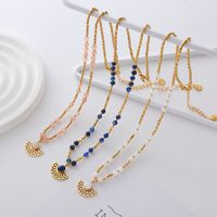Stainless Steel Moonstone Shell 18K Gold Plated Simple Style Classic Style Color Block Beaded Plating Necklace main image 1