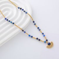 Stainless Steel Moonstone Shell 18K Gold Plated Simple Style Classic Style Color Block Beaded Plating Necklace main image 3