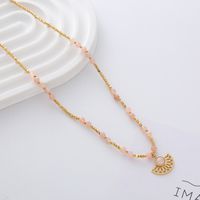 Stainless Steel Moonstone Shell 18K Gold Plated Simple Style Classic Style Color Block Beaded Plating Necklace main image 5