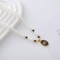 Elegant Cute Luxurious Geometric Devil's Eye Stainless Steel Natural Stone Glass Pearl Beaded Inlay Zircon 18K Gold Plated Women's Pendant Necklace main image 4
