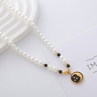 Elegant Cute Luxurious Geometric Devil's Eye Stainless Steel Natural Stone Glass Pearl Beaded Inlay Zircon 18K Gold Plated Women's Pendant Necklace main image 6
