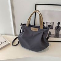 Women's Canvas Solid Color Classic Style Sewing Thread Square Zipper Handbag main image 3