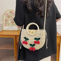 Women's Braid Fruit Solid Color Beach Sewing Thread String Handbag main image 4