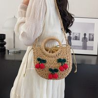 Women's Braid Fruit Solid Color Beach Sewing Thread String Handbag sku image 1