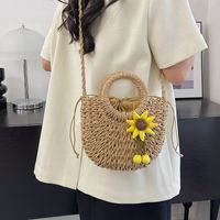 Women's Braid Solid Color Flower Beach Sewing Thread String Handbag main image 5