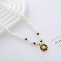 Elegant Cute Luxurious Geometric Devil's Eye Stainless Steel Natural Stone Glass Pearl Beaded Inlay Zircon 18K Gold Plated Women's Pendant Necklace main image 9