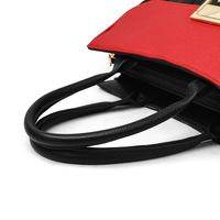 Women's Pu Leather Color Block Classic Style Sewing Thread Square Lock Clasp Handbag main image 8