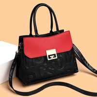 Women's Pu Leather Color Block Classic Style Sewing Thread Square Lock Clasp Handbag main image 5