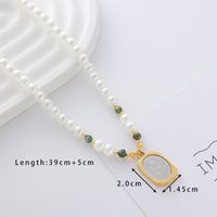 Elegant Cute Luxurious Geometric Devil's Eye Stainless Steel Natural Stone Glass Pearl Beaded Inlay Zircon 18K Gold Plated Women's Pendant Necklace sku image 2