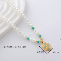 Elegant Cute Luxurious Geometric Devil's Eye Stainless Steel Natural Stone Glass Pearl Beaded Inlay Zircon 18K Gold Plated Women's Pendant Necklace sku image 3