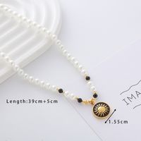 Elegant Cute Luxurious Geometric Devil's Eye Stainless Steel Natural Stone Glass Pearl Beaded Inlay Zircon 18K Gold Plated Women's Pendant Necklace sku image 4