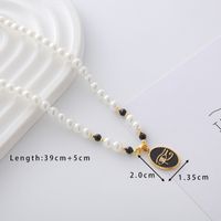 Elegant Cute Luxurious Geometric Devil's Eye Stainless Steel Natural Stone Glass Pearl Beaded Inlay Zircon 18K Gold Plated Women's Pendant Necklace sku image 7