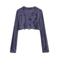 Women's Sweater Long Sleeve Blouses Knitted Streetwear Solid Color main image 4