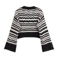 Women's Sweater Long Sleeve Sweaters & Cardigans Contrast Binding Classic Style Stripe main image 2