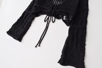 Women's Knitwear Long Sleeve Sweaters & Cardigans Rib-Knit Hollow Out Streetwear Solid Color main image 5